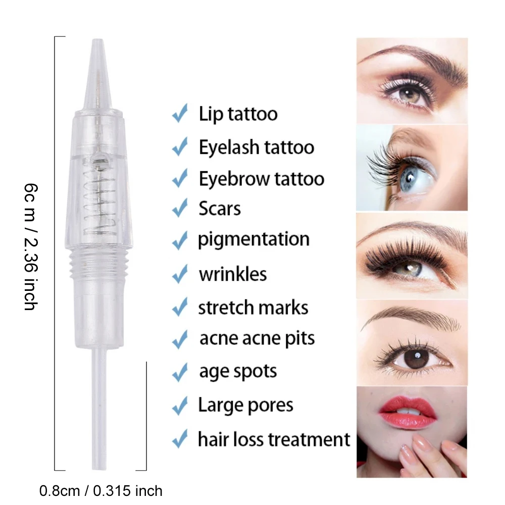 10PCS Aghi per tatuaggio monouso a vite 1D 1P 3P 5F/Aghi per microblading per sopracciglio Eyeliner labbra PMU Macchina per trucco permanente