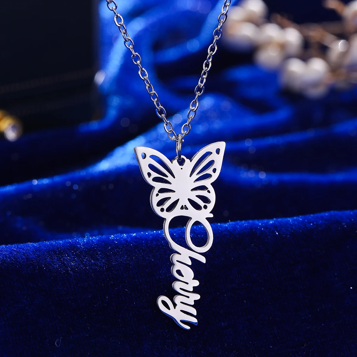 

Stainless Steel Personalized Name Boho Butterfly Necklace For Women Custom Pendant Necklace Party Gifts