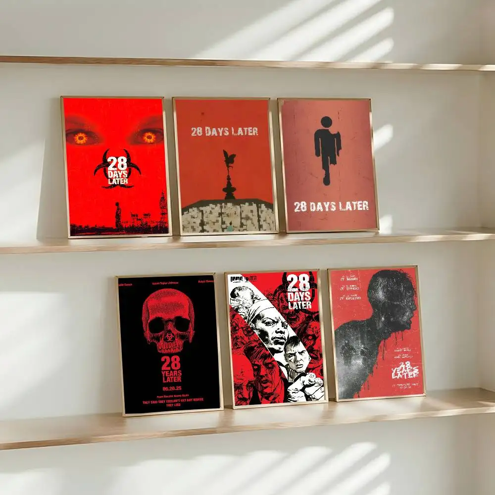 Film Horror 28 Tage später Vintage-Poster Selbstklebende Whitepaper-Drucke Kunstplakate Wandsticker