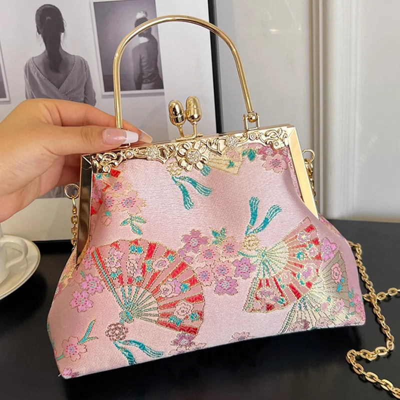 Luxury Designer Women Evening Shell Clip Flower Printing Crossbody Bags Party Clucth Handbags Chain Shoulder Bags Messenger Bags