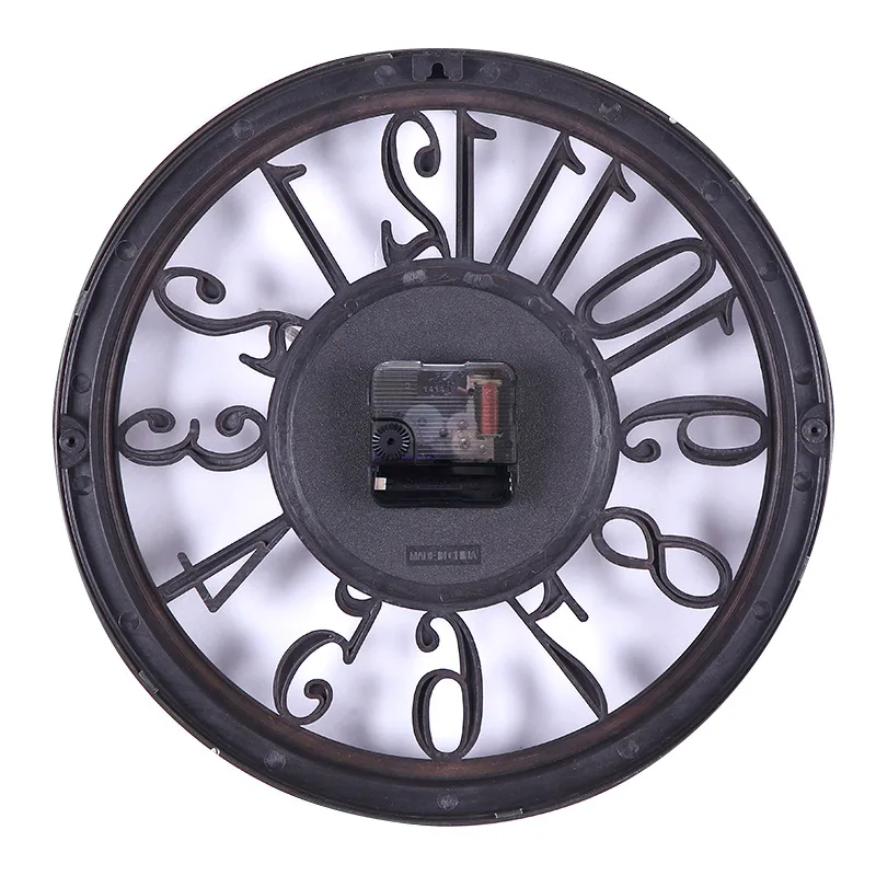 European Style Hollow Imitation Wood Grain Wall Clock Home Circular Creative Minimalist Wall Clock