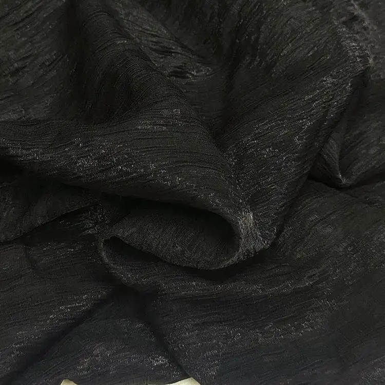 Tissu Jacquard Plissé Noir de Haute Qualité, Texturé, Doux et Fluide, Matériau de Créateur pour Robe de Soirée, Robe de Mariée, Vêtements de Fête D
