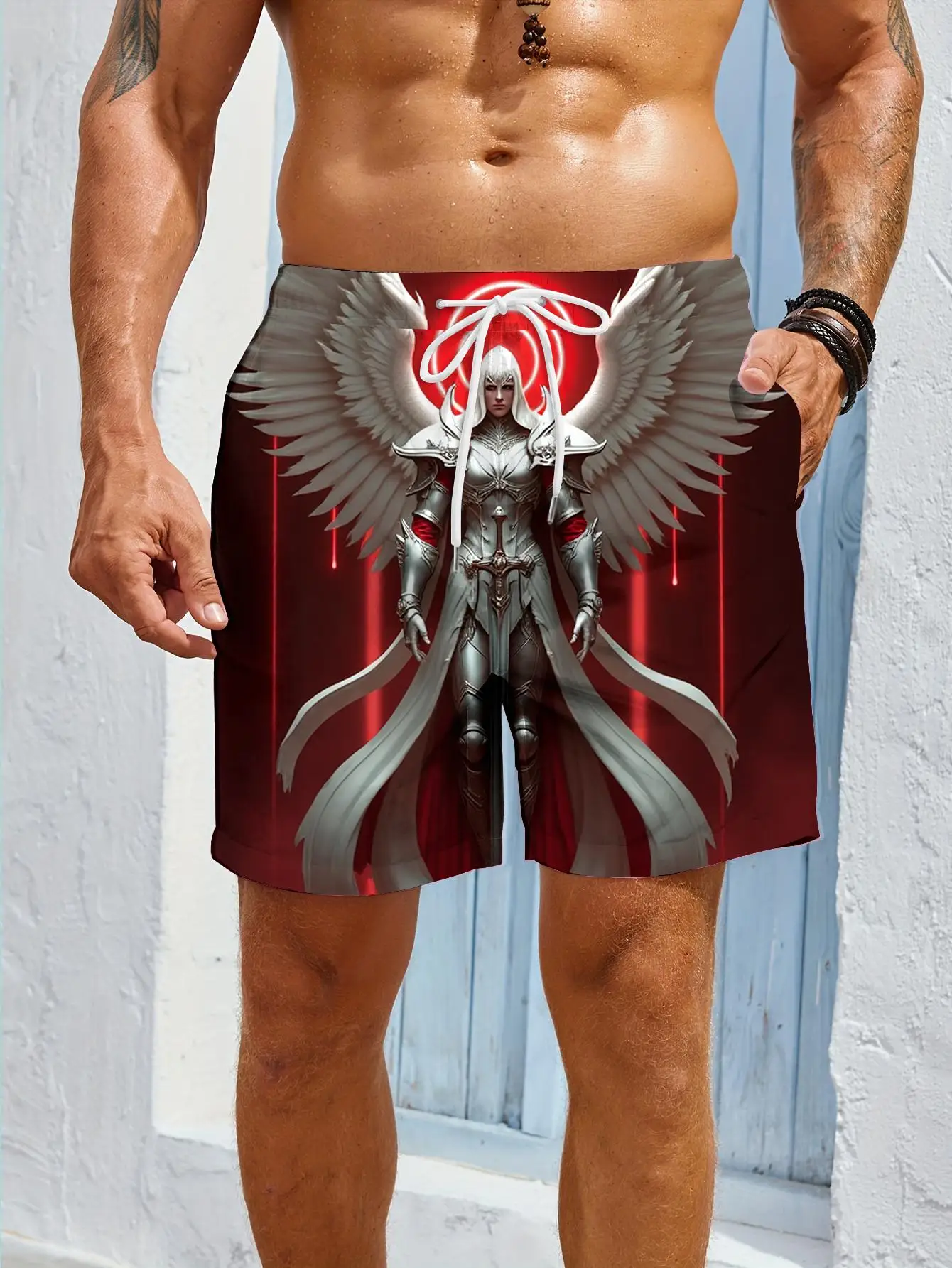 

1pcs Men's Short swim trunks2026 Summer 3D Printed Short sleeve Breathable Polyester Quick drying sweatpants running