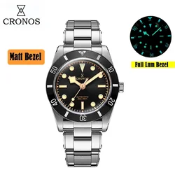 Cronos 37mm BB54 Dive Watches for Men Vintage Matt/ Aluminum Bezel Sapphire Luminous PT SW Automatic Mechanical Movement Watch