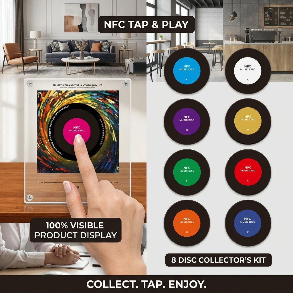 NFC Music Induction Automatic Singing Magnetic Refrigerator Sticker Acrylic Creative Audio Music Player Ornament Night Lights