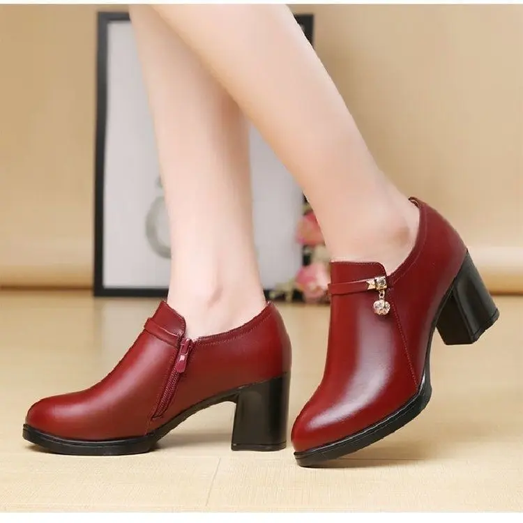 Women Shoes Spring Autumn Women Leather High Heel Pumps Shoes Lady Ankle Boots Office Shoes Female Dress Shoes Botas De Mujer