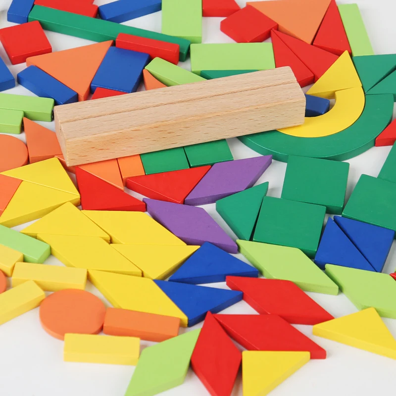 Drewniane Puzzle dla dzieci Montessori edukacja przedszkolna klocki do gry Tangram Puzzle do nauki zabawka festiwalowa dla dzieci