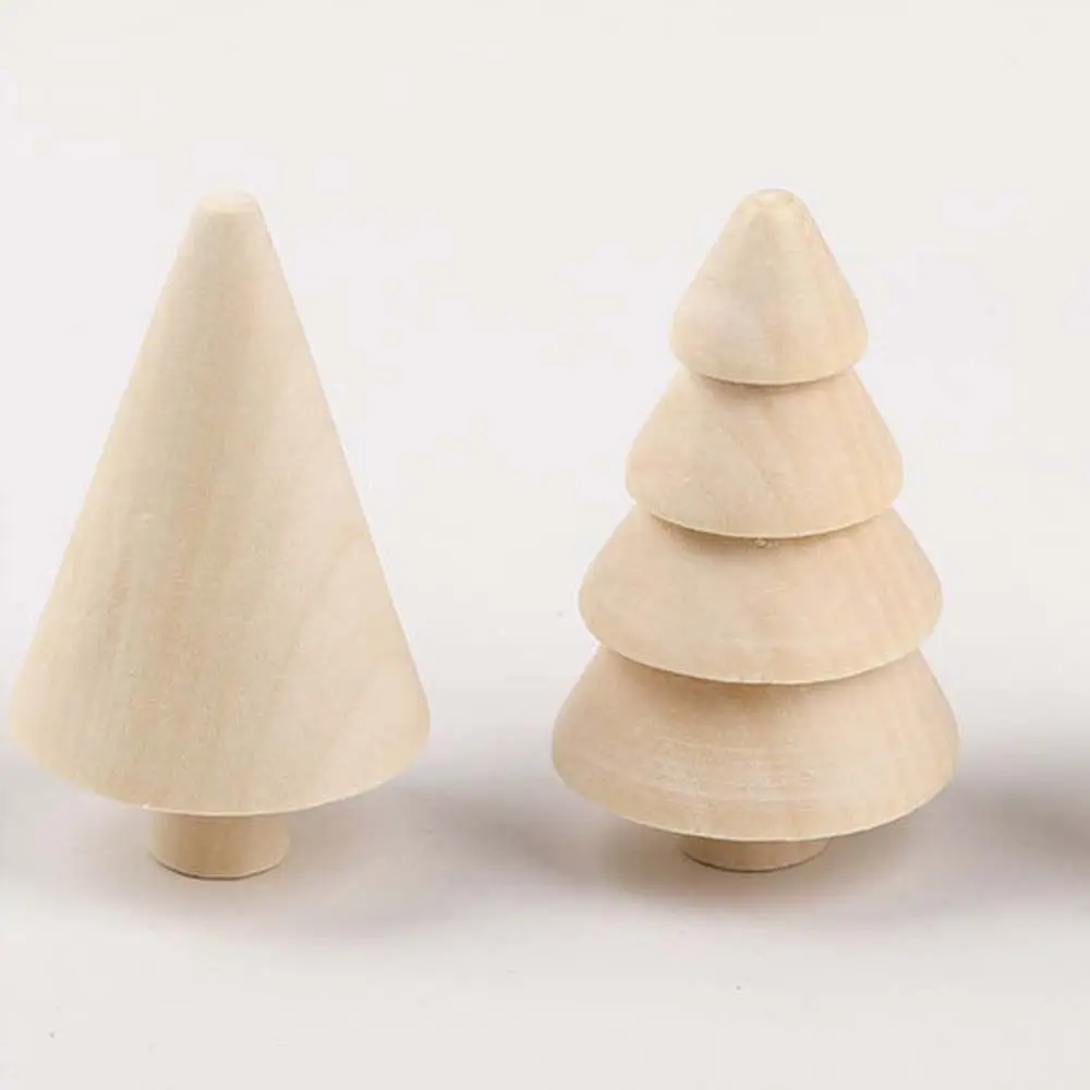 Unfinished Wooden Tree Painted Crafts Miniature Blank Acorn Blank Painting Toy DIY Christmas Tree Decoration Kids Education