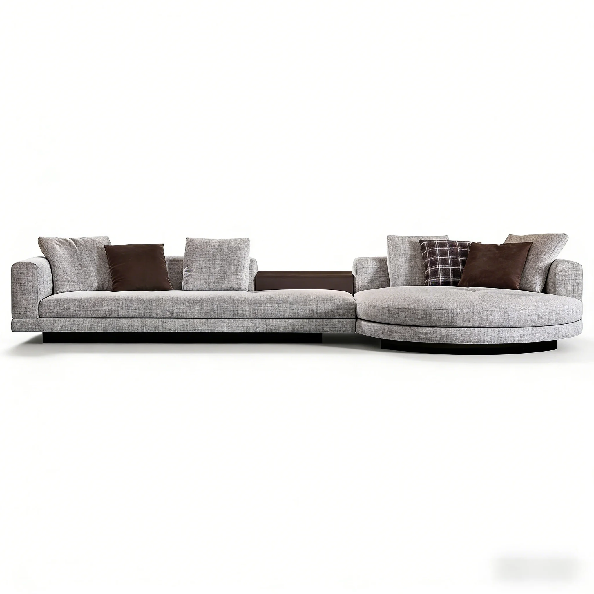 Light Gray Fabric Curved Modular Sofa Modern Minimalist Style Living Room Sofas Color-block Pillows Enrich Visual Layers Sofa