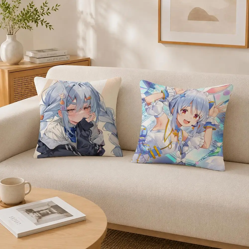 VTuber Usada Pekora Cushion Cover Soft Fluffy Short Plush  Pillow Case  Sofa Bed Home Decor