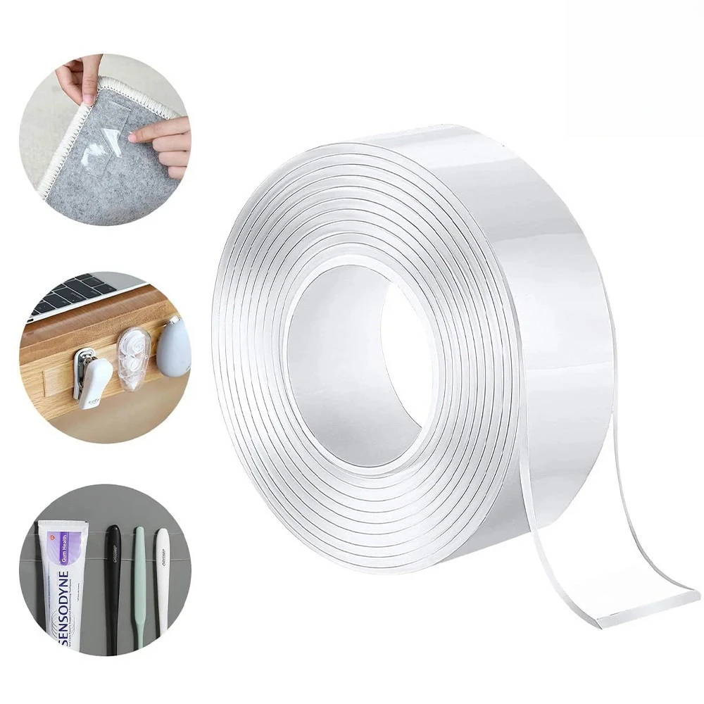 Fita Adesiva Super Forte Mágica Gel Autocolante Reutilizável Lavável Para Fixação Parede Artesanato Multiuso
