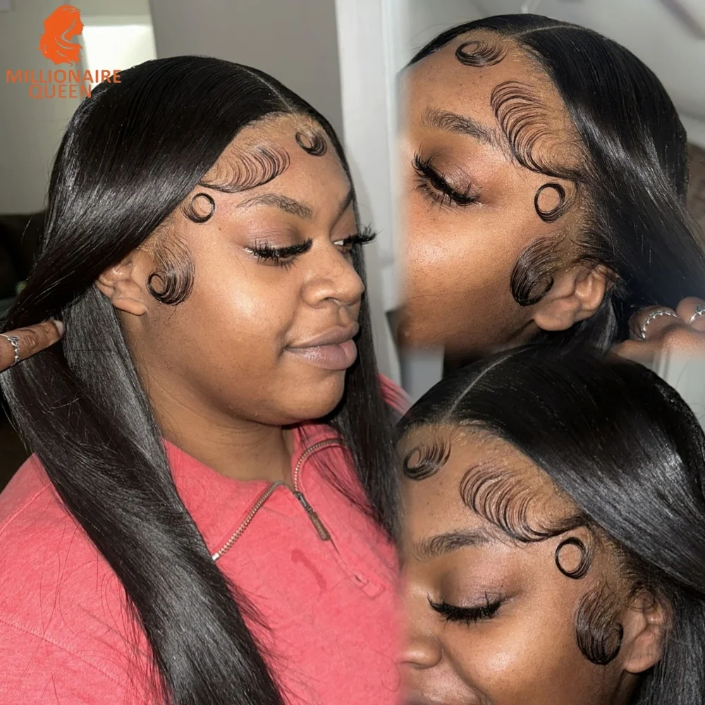 

Glueless Wigs 350% High Density Straight Human Hair Bone Straight Real HD Lace Frontal Wig 100% Human Hair Wig Millionaire Queen