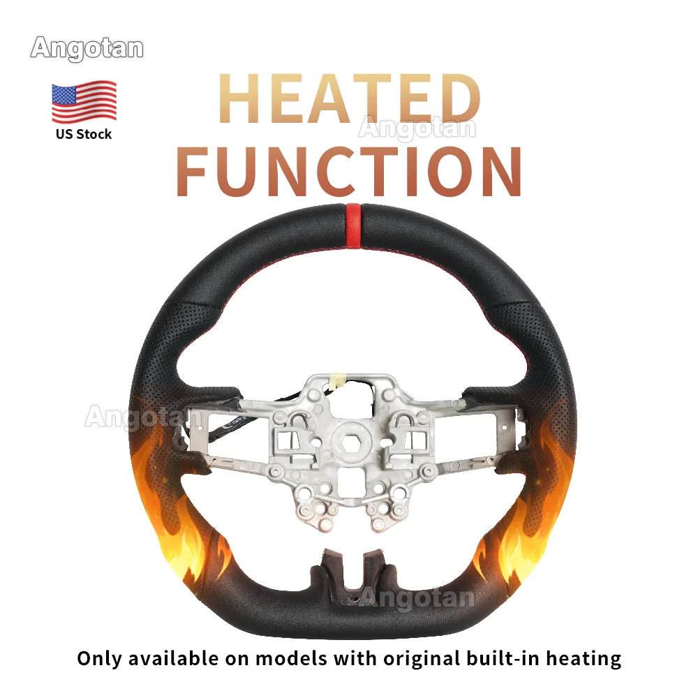 

Полностью кожаный руль премиум-класса с подогревом для Ford Mustang 2018-2023 GT Ecoboost Shelby GT350 GT500, перфорированные кожаные ручки