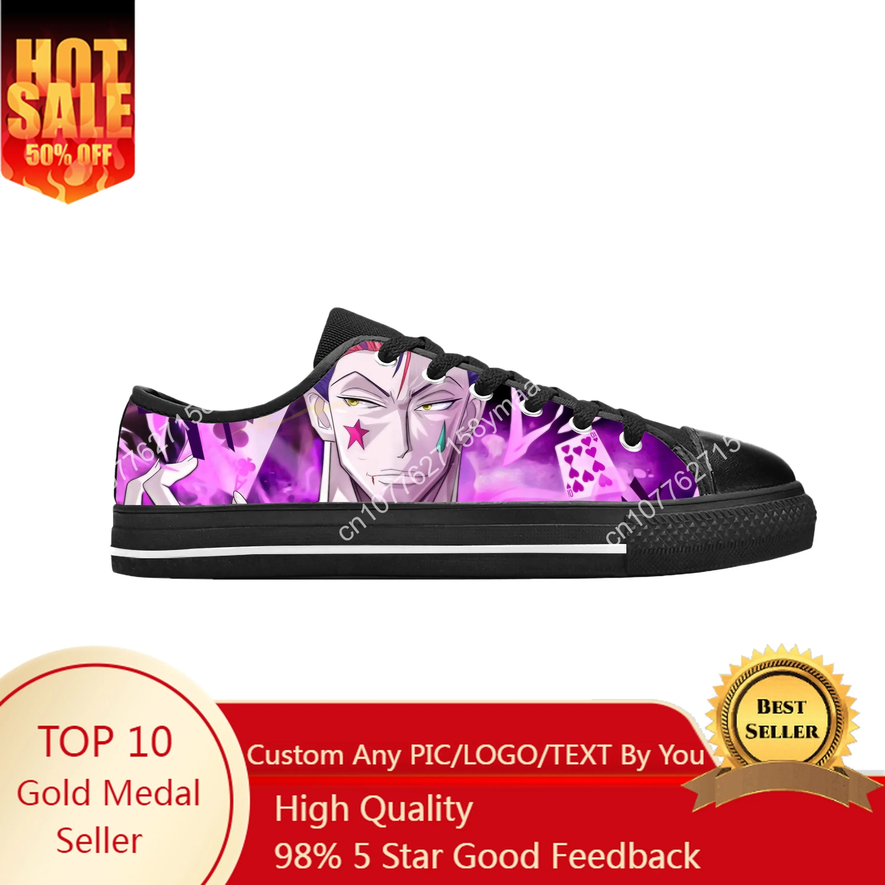 

Японское аниме Manga Hunter X Hunter Hisoka Morow, повседневная тканевая обувь, низкие удобные дышащие мужские и женские кроссовки с 3D принтом