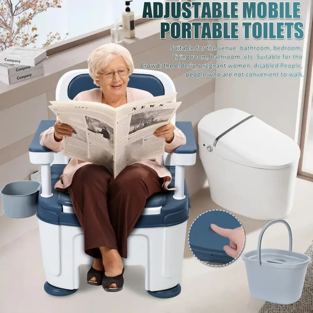 

Bedside Commode, Adult Portable Toilet, Toilet Chair Seat with Handles, Height Adjustable Mobile Toilet, Potty Chair Load 882lb