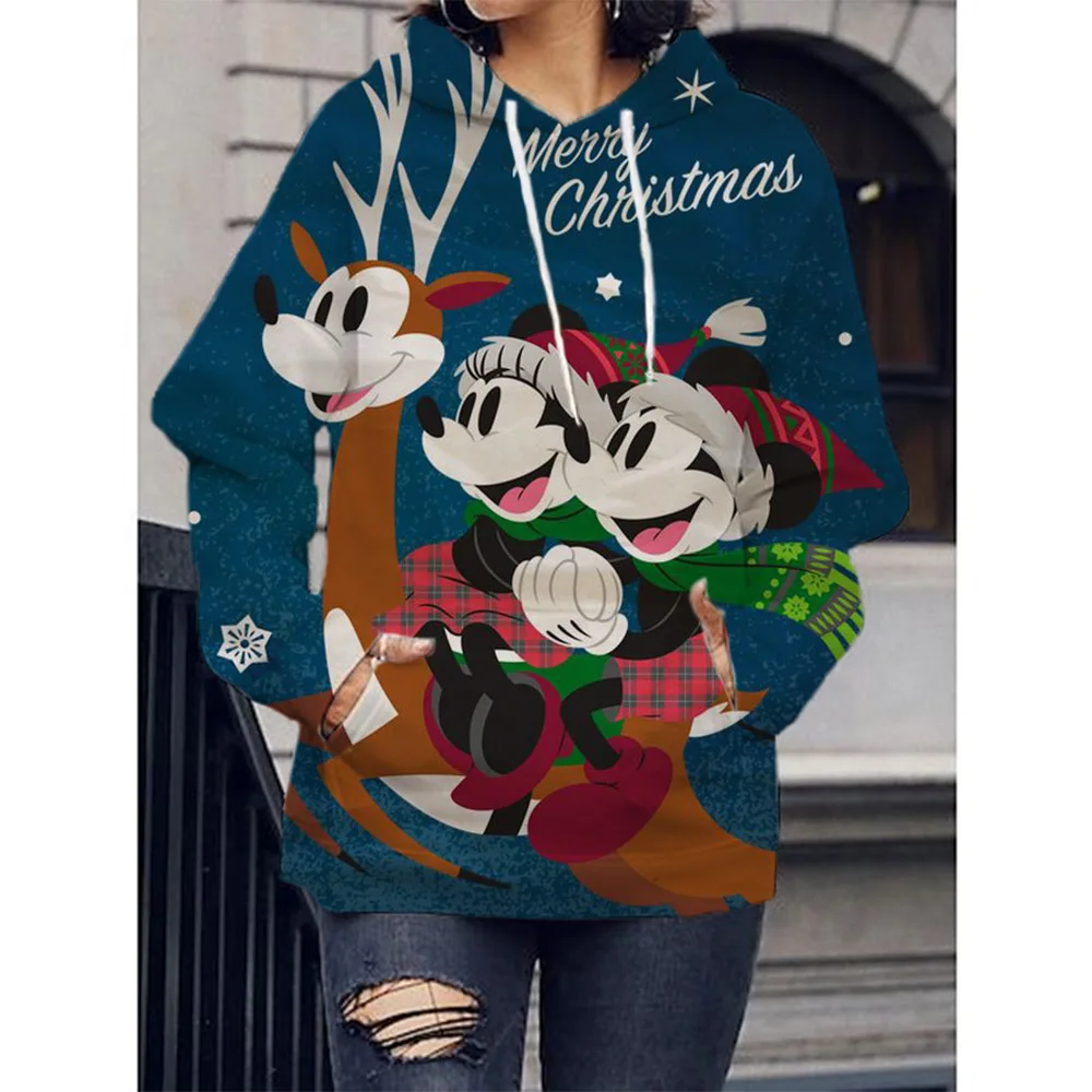 christmas Disney Mickey Mouse Print Hoodie Sweatshirt Men/Women Autumn And Winter Coat Clothing funny Jacket Red Hoodies