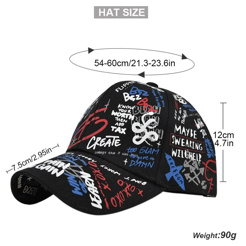 Afdrukken Graffiti Graffiti Baseball Cap Letter Geometrie Persoonlijkheid Hip Hop Baseball Cap Verstelbare Casual Hoeden