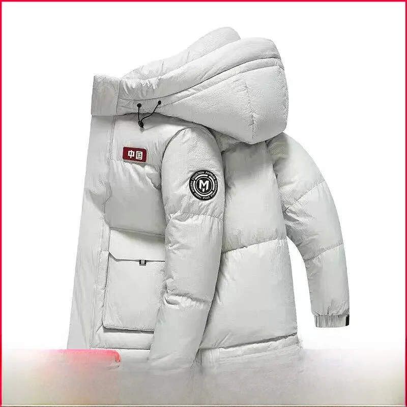 

Red Label Men's down Jacket High Looseness Autumn Winter Pure Color Stand Collar Duck down Outerwear Casual Style Waterproof