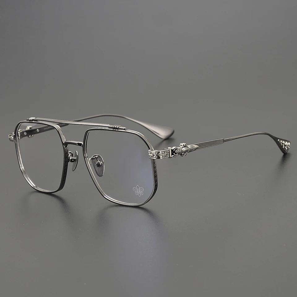 2025 Ultra Light Pure Titanium Polygonal Fashion Men's Pilot Glasses Frame Luxury Women Optical Prescription Multifocal Glasses