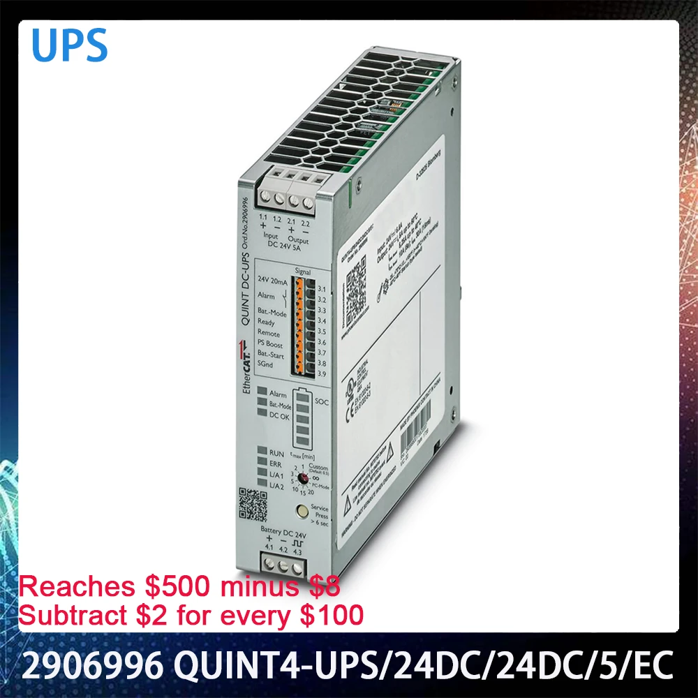 

2906996 QUINT4-UPS/24DC/24DC/5/EC For Phoenix UPS 24VDC/5A RJ45 Uninterruptible Power Supply Works Perfectly Fast Ship