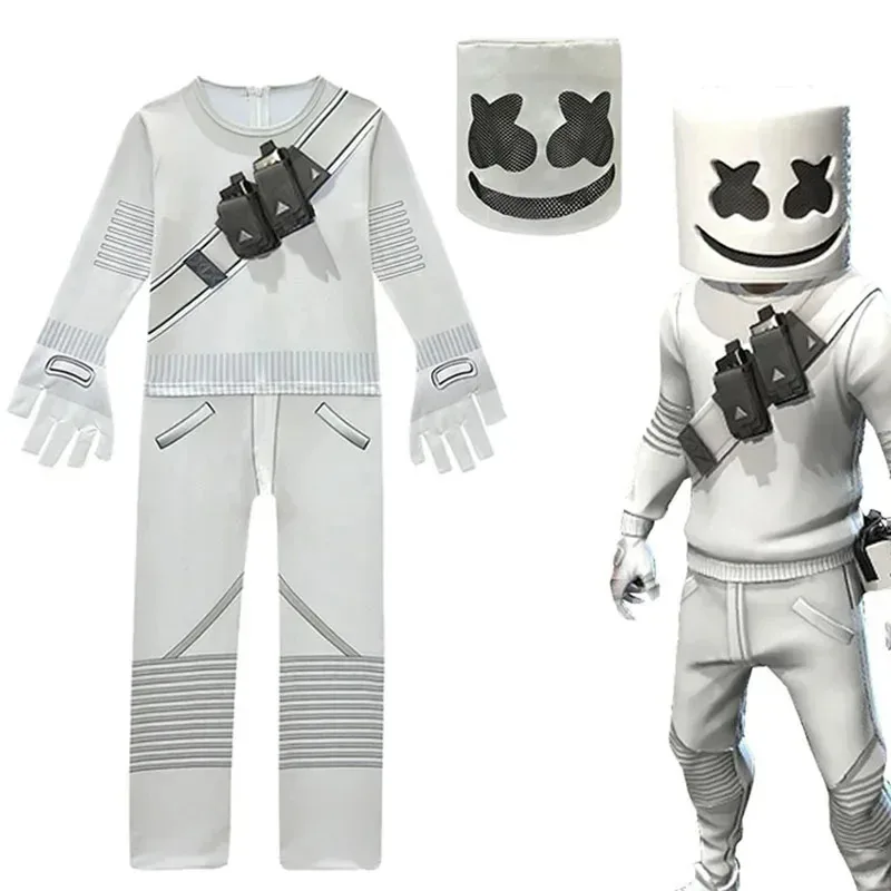 أزياء didi 2025 2025 hhhDJ Marshmello بدلة قفز للأطفال ملابس المهرج أزياء كرنفال الهالوين لعبة الحفلات التأثيرية شركة Fortnite