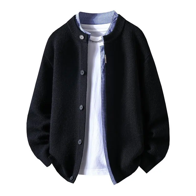 

3 цвета, весенний новый кардиган, мужская одежда, корейская мода, клетчатые мужские повседневные свитера, однобортный свободный трикотаж 4XL-M