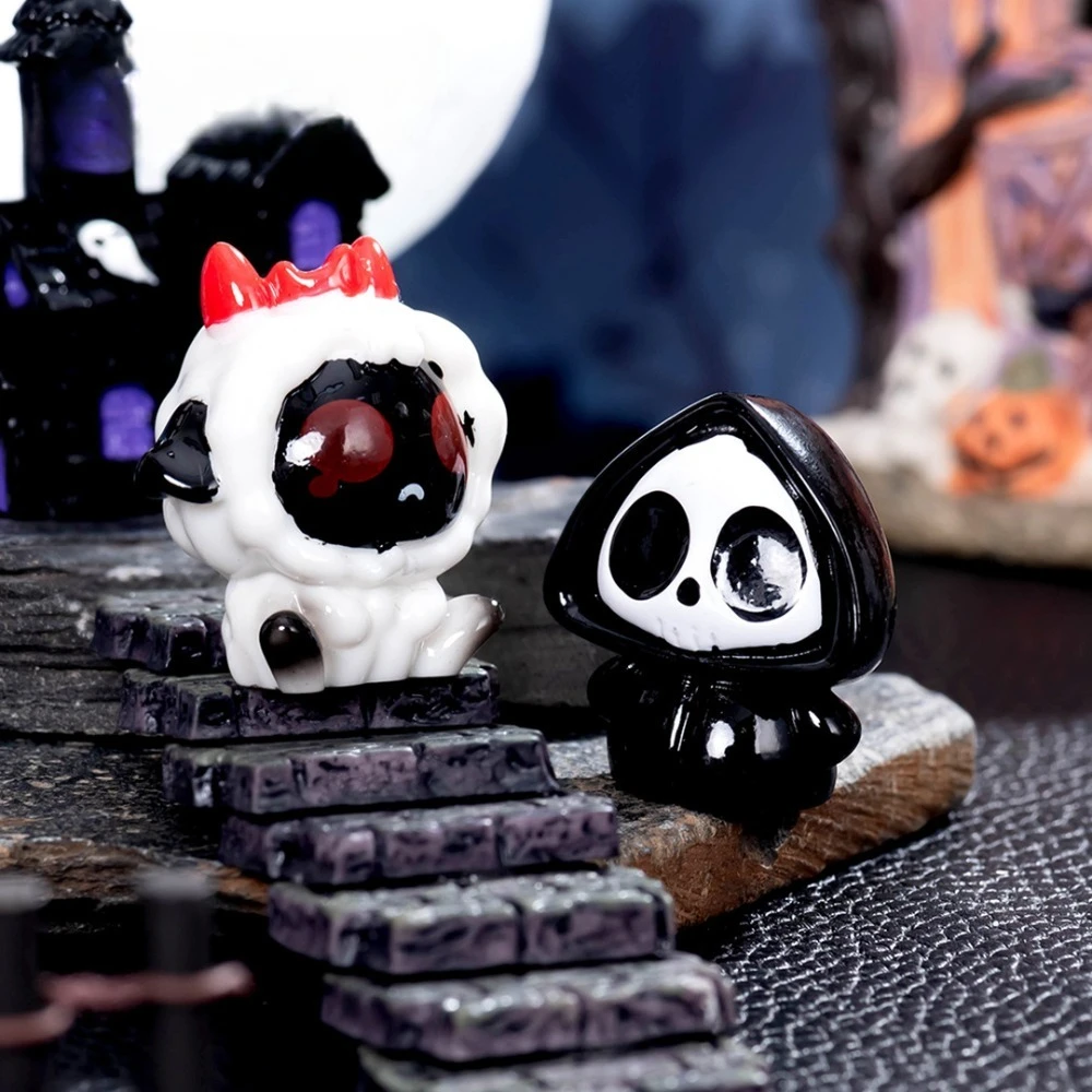 sell well 8Pcs Creative Halloween Resin Ornaments Micro Landscape Death Demon Diy Desktop Ornaments Accessories Gift Toys
