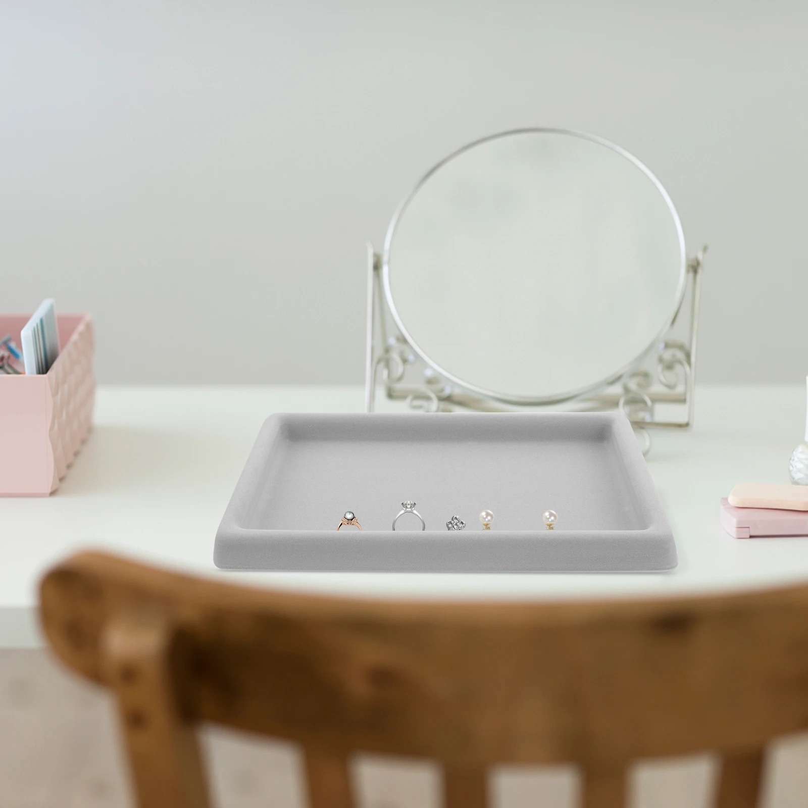 

Jewelry Display Tray Organizer Multifunctional Design Bead Mat Bracelet Making Board Ring Earring Storage Dish Soft Wrapped