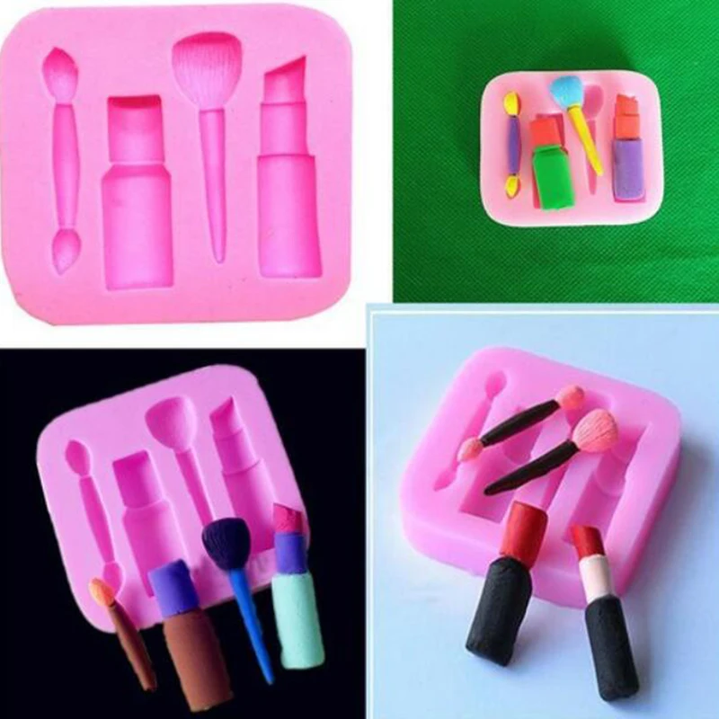 1Pc Makeup Tools Lipstick Nail Polish Chocolate Party DIY Silicone Mold Dessert Cake.