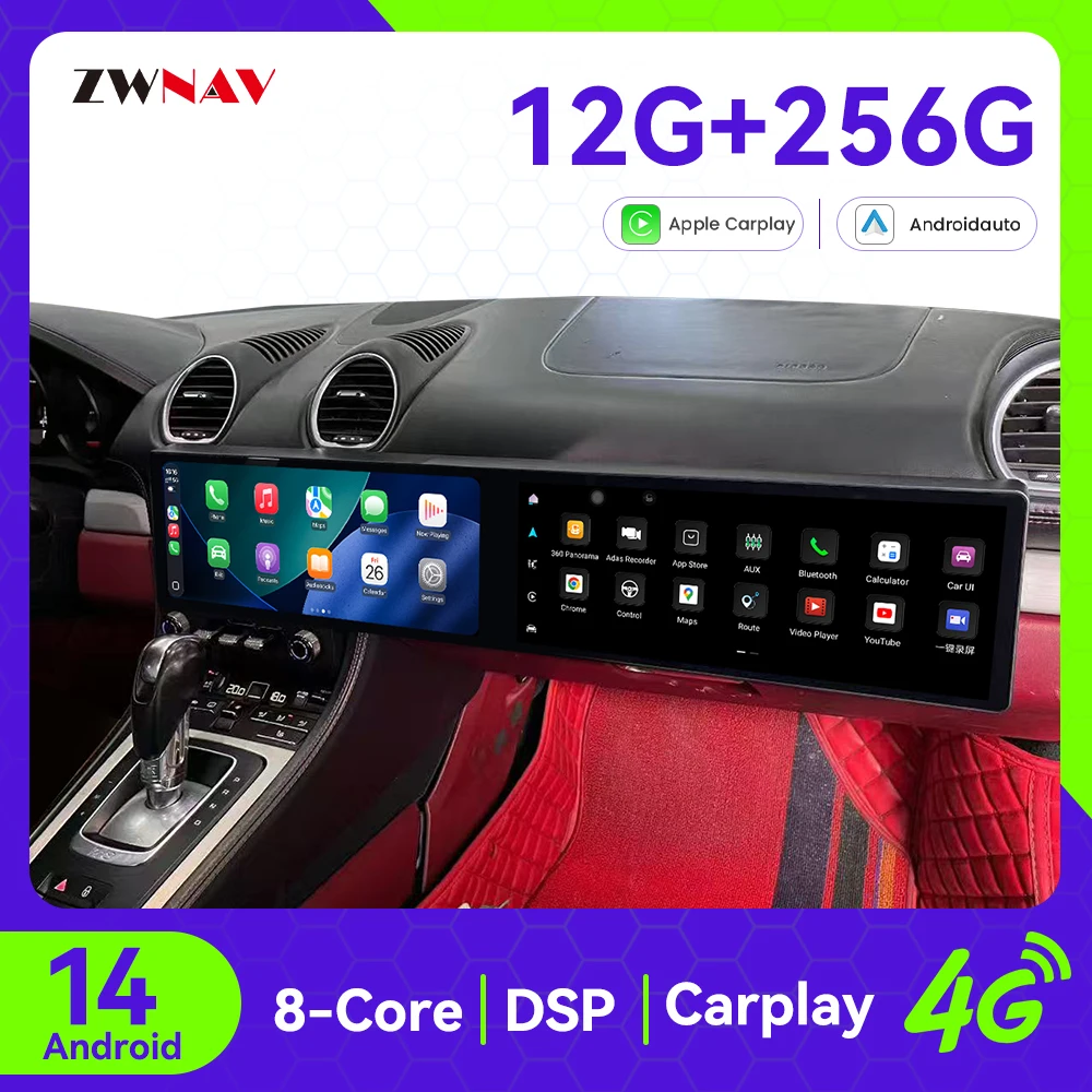 

Dual 12.3 inch Touch Screen Carplay For Porsche 718 Boxster 2016-2023 Android 15 GPS Navigation WIFI 4G Car Multimedia Player