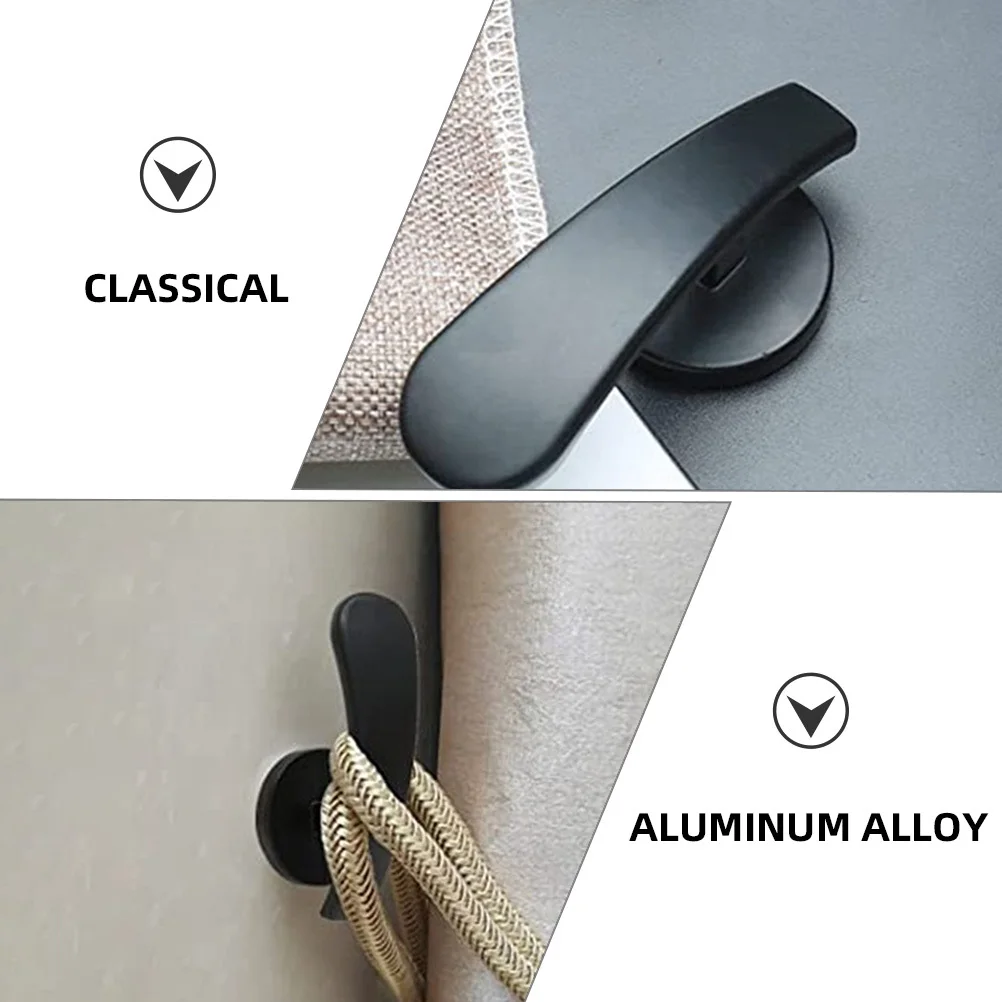 

2Pcs Aluminum Alloy Curtain Tieback Hooks Wall Mounted Drapery Holdbacks for Living Room Bedroom Decoration