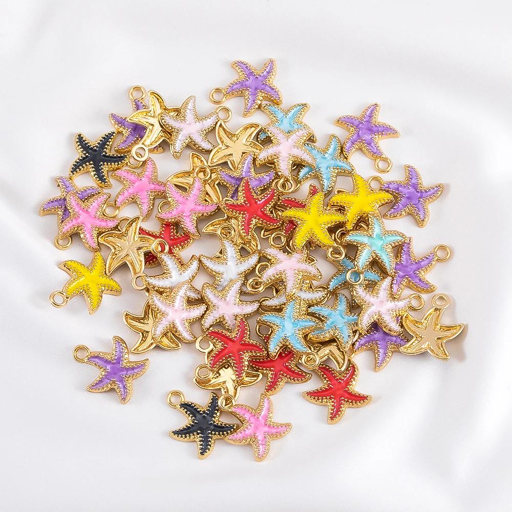 

Wholesale 10pcs Enamel Starfish Pendant Oil Dripping Charms Alloy Pendant for DIY Necklace Bracelet Jewelry Accessories Findings