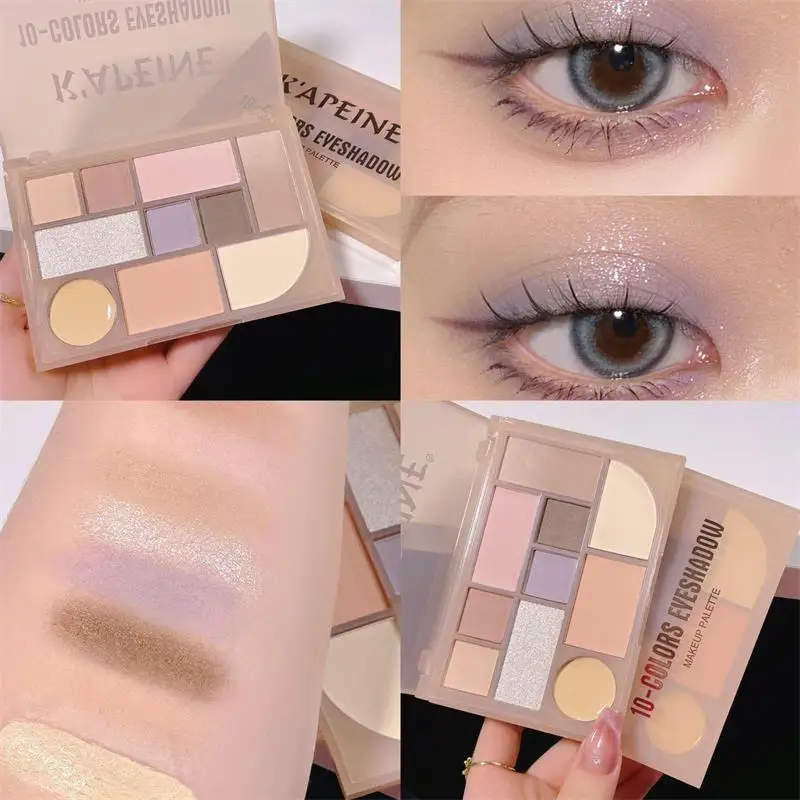 

Pink Peach Eyeshadow Palette 10 Colors Glitter Earth Color Eye Shadow Pigment Waterproof Lasting Korean Cosmetics