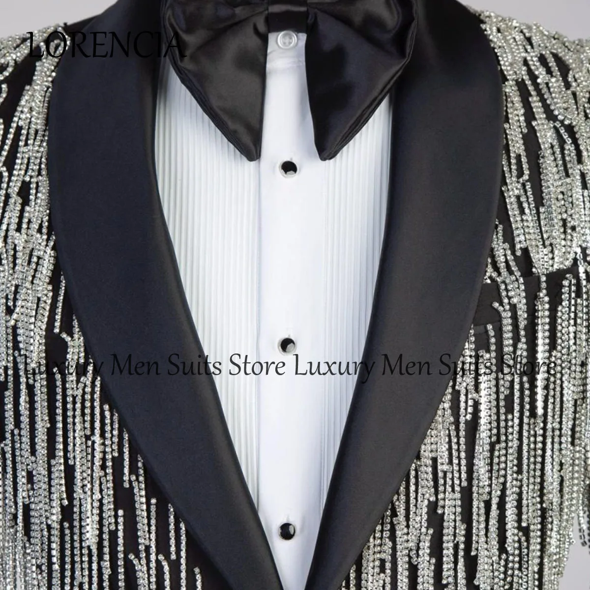 Customized Tassel Ornament Tuxedos Men Suits 2 Pieces Wedding Groom Dinner Party Peaked Lapel Male Prom Blazers Ternos Completo