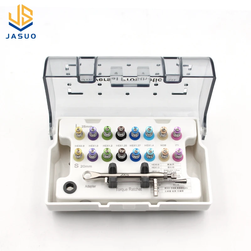 Dental 10-70NCM Universal Implant Torque Screwdriver Wrench Prosthetic Restoration Ratchet Kit With 16Pcs ScrewDriver Repair Kit