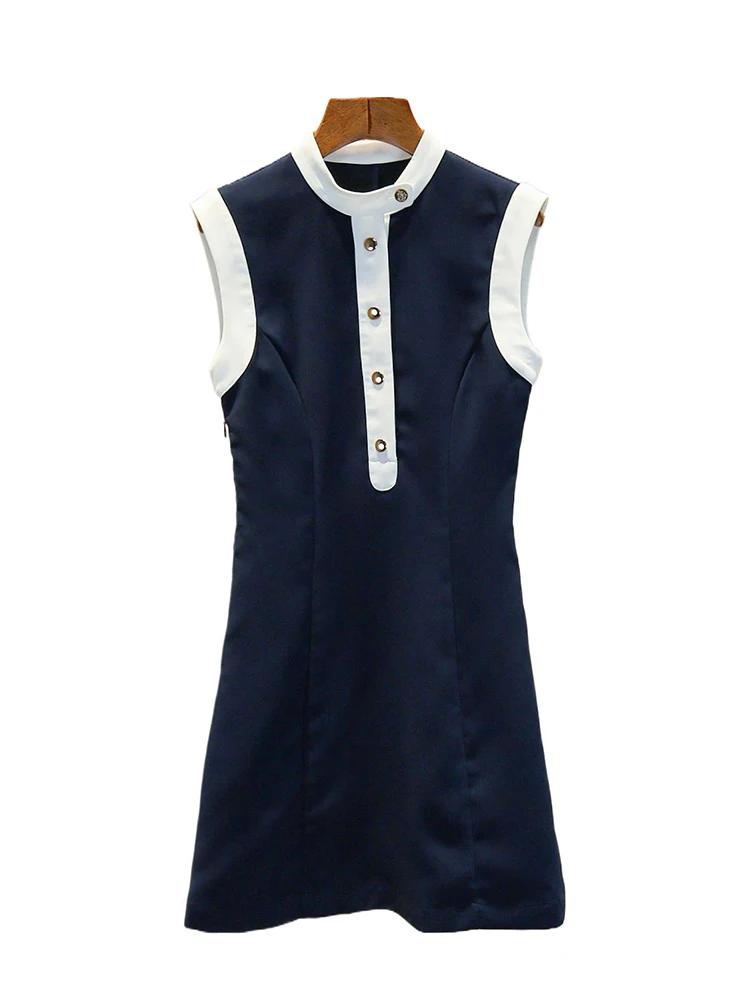 Sukienka damska z wysokim stanem, rozkloszowana, z kontrastowym wzorem, w stylu vintage, z dzianiny, na wiosnę i lato...