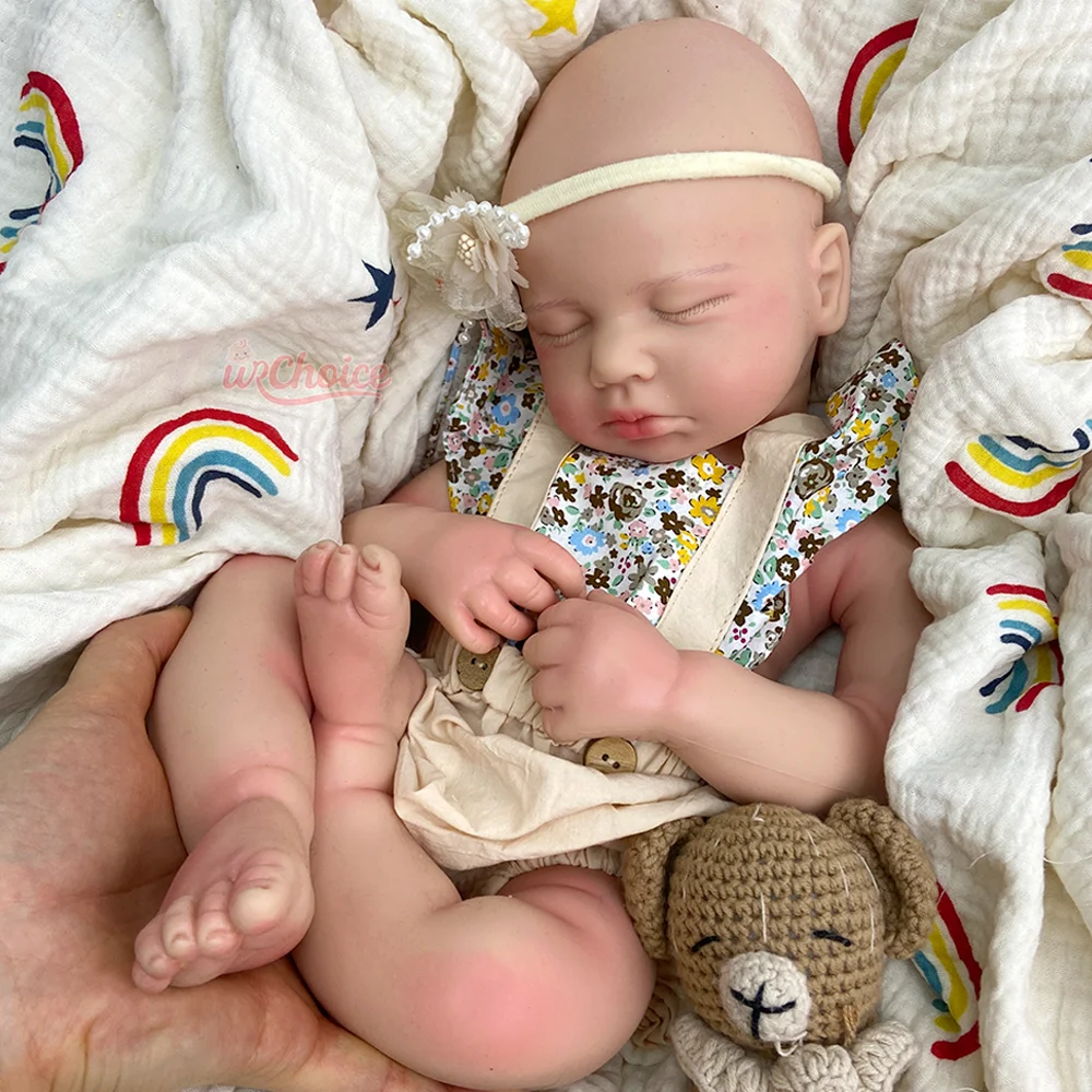 20 "Occhi chiusi Dormire Bambola appena nata Silicone Reborn Baby Doll Ragazza e ragazzo Giocattolo per bambini ponderato Simpatico regalo di Natale da collezione