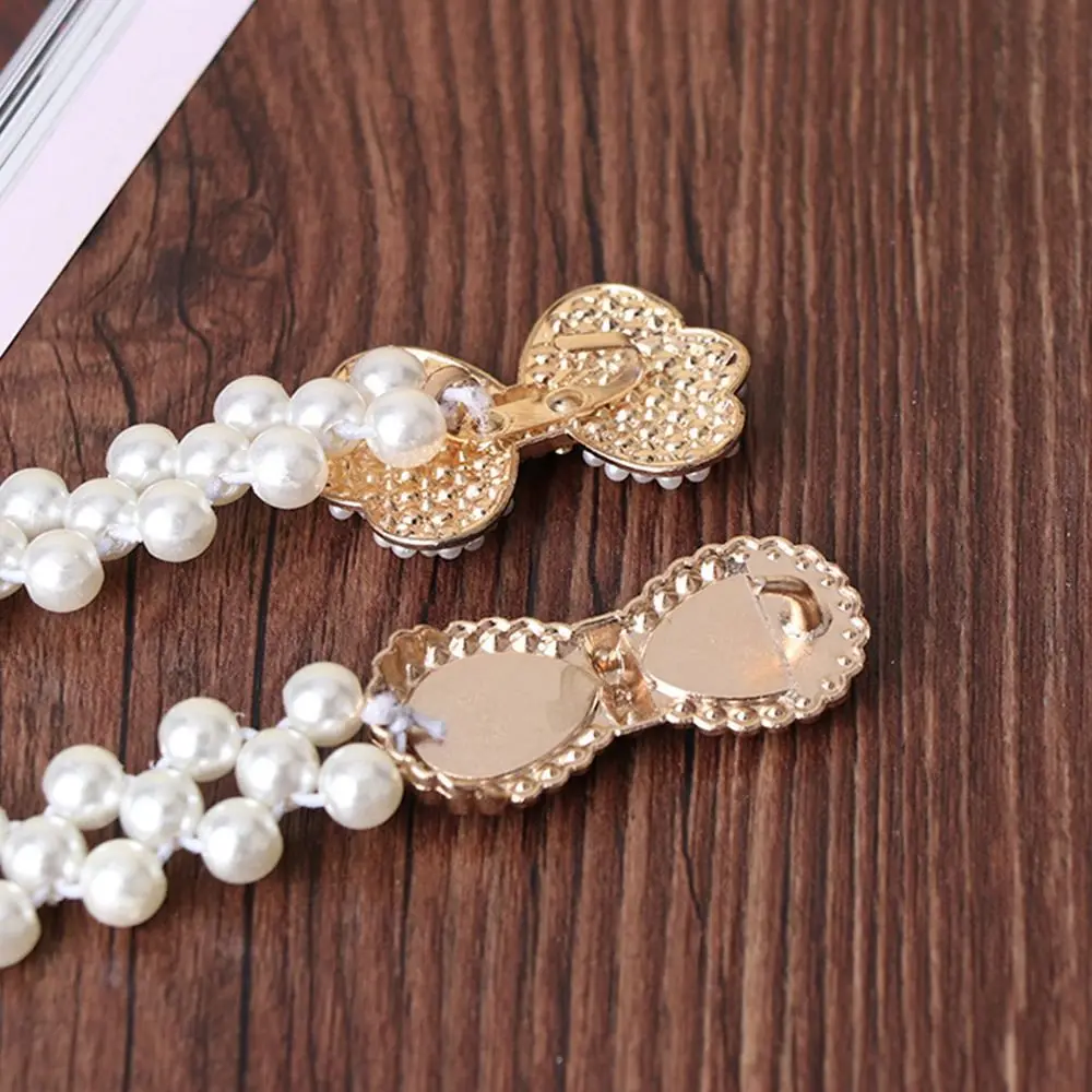Fashion Ladies' Elastic Waistband with Pearl Thin Simple Rhinestone Waist Chain Elegant Pearl Waist Belt For Women