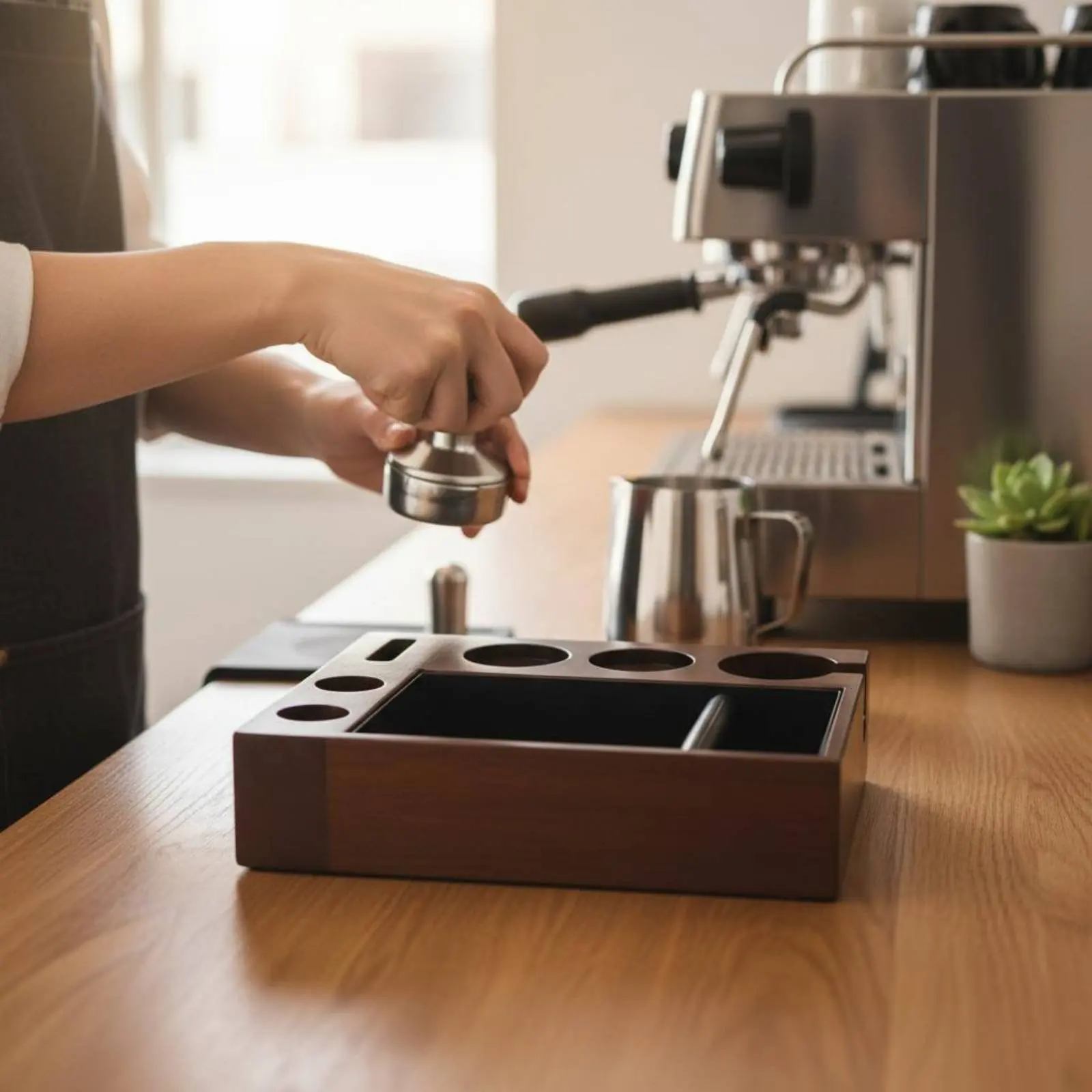 

Espresso Knock Box Kit Multi-Function Tamping Station Coffee Knock Box All-in-1 Coffee Tamping Station Coffee Professional
