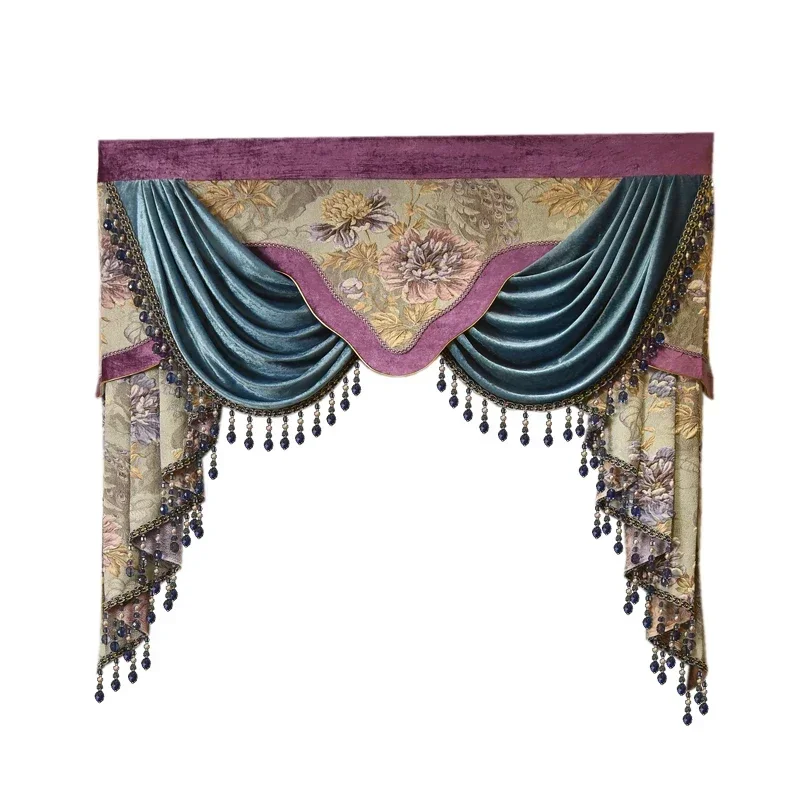 

High-end Customized European Style Luxury Elegant Window Curtains Valance for Living Dining Room Bedroom Villa Study Hotel Home