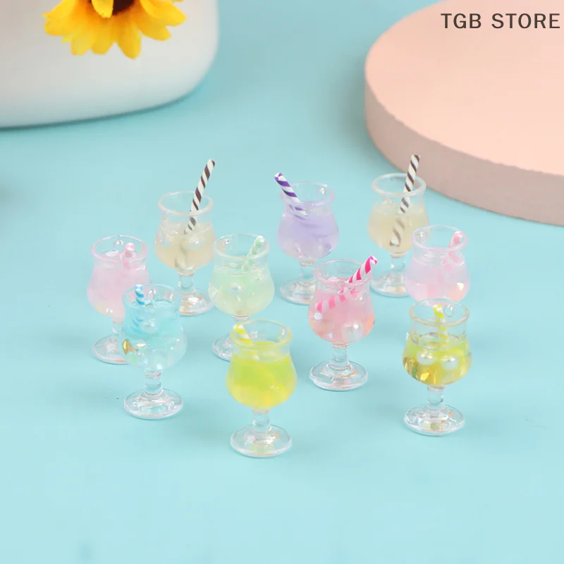 Mini taza de jugo en miniatura para casa de muñecas, 2 piezas, 1/12, bebidas de cóctel, juguete para casa de muñecas