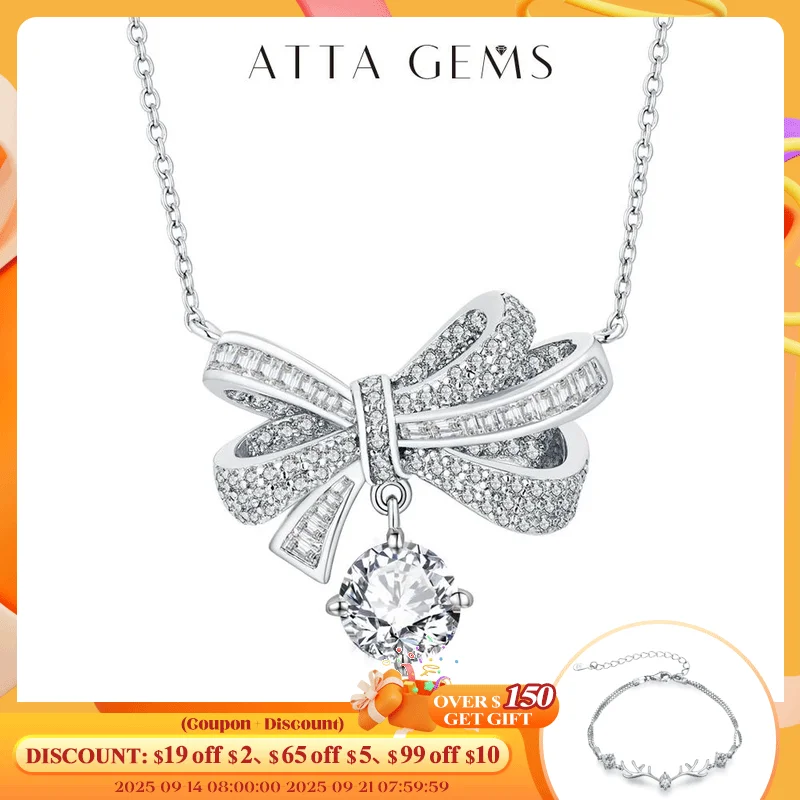 

Attagems Luxury D Color Round Brilliant 2.0CT Moissanite Pedant Necklace 925 Sterling Silver Diamond Necklace Fine Jewelry Party