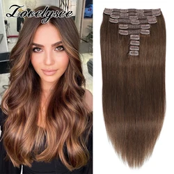 160G 200G Clip de extremo grueso en extensión de cabello cabello humano cabeza completa brasileño recto Natural Remy Clip de cabello en peluca 10 unids/set