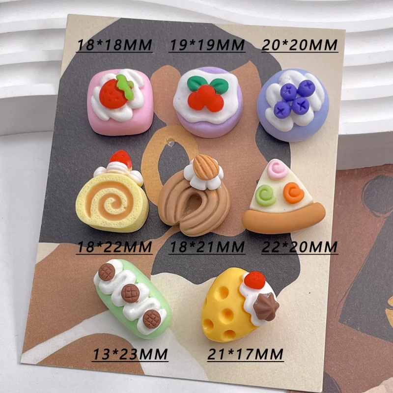 Mini cabujones de resina para pastel de galletas, 10 piezas, simulación de comida falsa, para horquilla, joyería artesanal, accesorios para casa de muñecas