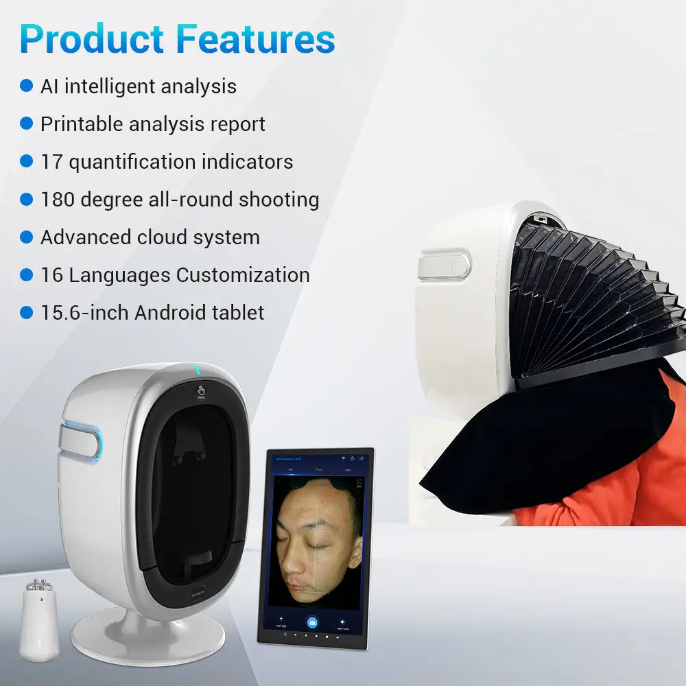 Myoslim O1 ثلاثية الأبعاد AI محلل بشرة الوجه كشف مشكلة الجلد التشخيص 8 الطيف تحليل المهنية معدات صالون تجميل