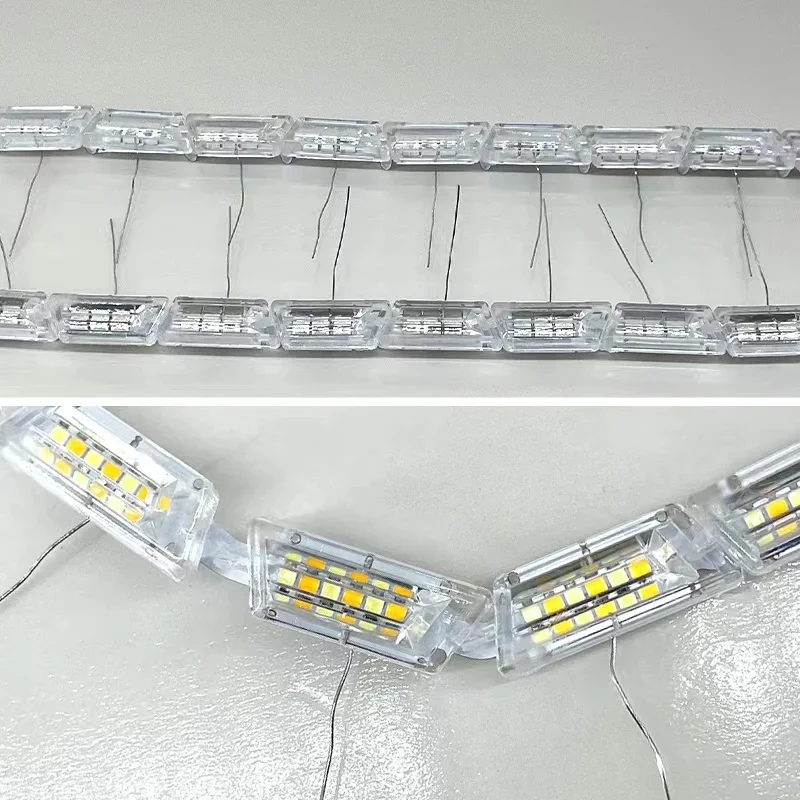 2Pcs DRL LED Daytime Running Light Strip Flexible Waterproof Headlight Turn Signal Yellow Lamp Car Decorative Driving Lights 12v