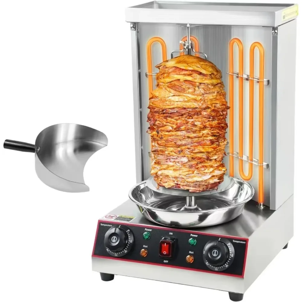 Electric Shawarma Grill Machine  Machine Vertical Broiler Grill Gyro Rotisserie Oven with Meat Catch Pan