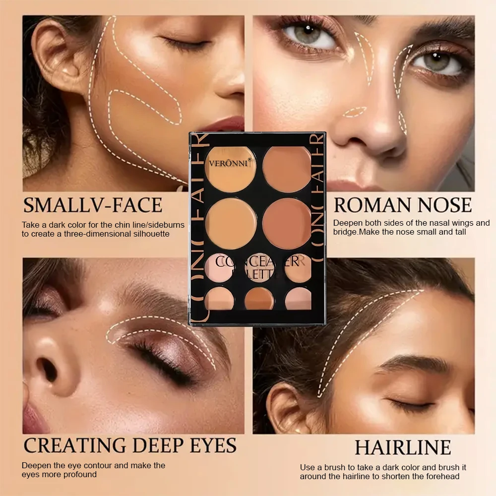 10-color box concealer cream matte highlight contour makeup all-in-one palette Professionally Covers Dark Circles Around Eyes