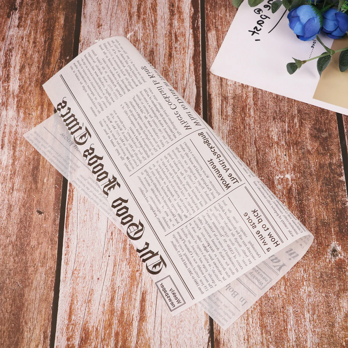 

50Pcs Grease Proof Paper Bread Wrapping Sheets Oil Proof Food Basket Liners Newspaper Simulation Disposable Baking Parchment