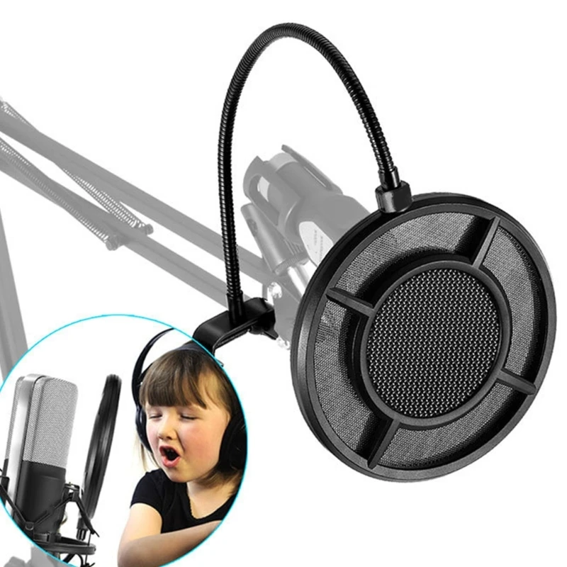 Double Layer Studio Microphone Pop Filter Flexible Wind Screen Sound Filter Mask Mic Shield for Speaking Recording Accessories